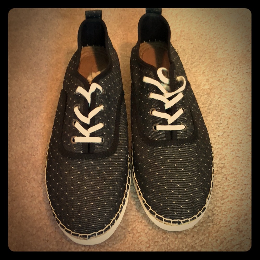 Anthro SeaVees Black Denim Polka Dot Sneakers